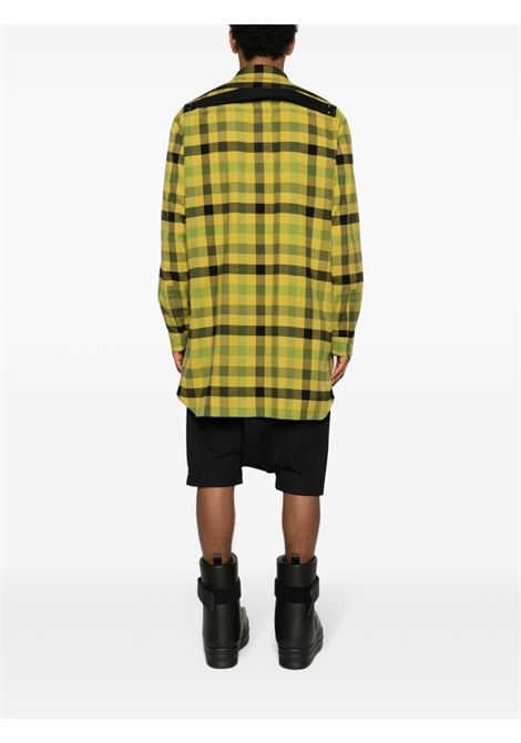 Camicia lunga a quadri in giallo - uomo RICK OWENS | RU02C7240CP32P